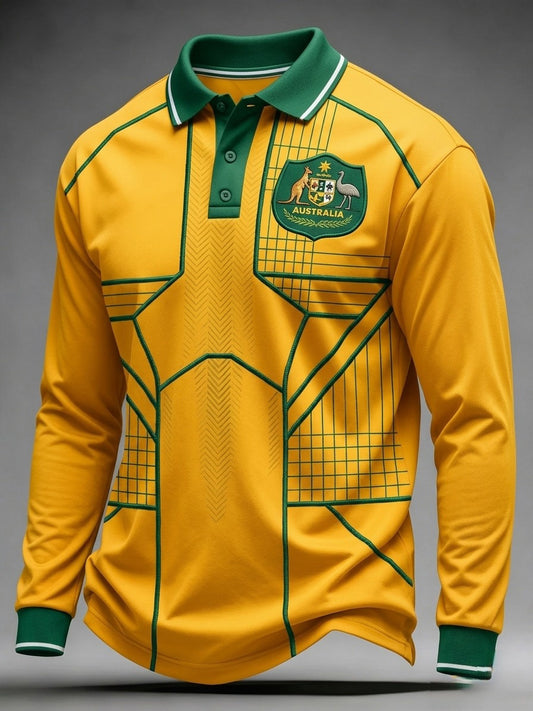 Men's Australian Football Lovers Long-Sleeve Polo Shirt