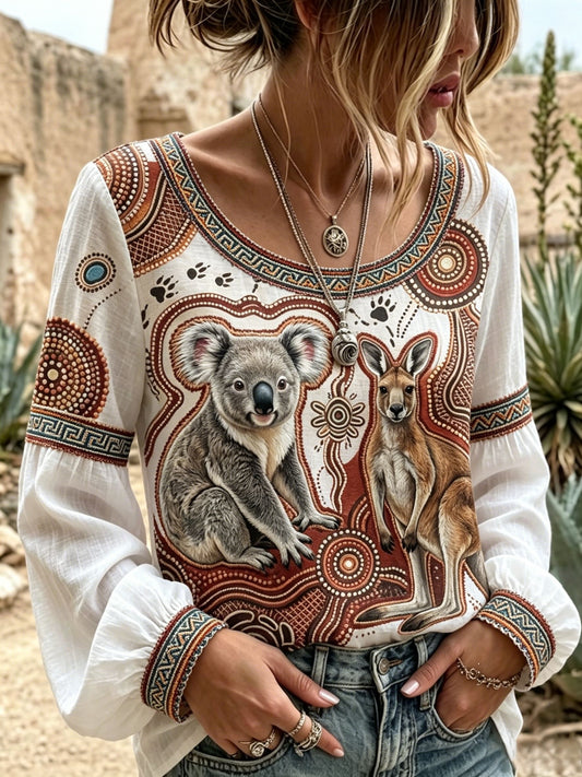 Women's Retro Australian NAIDOC Week Art Printed Top