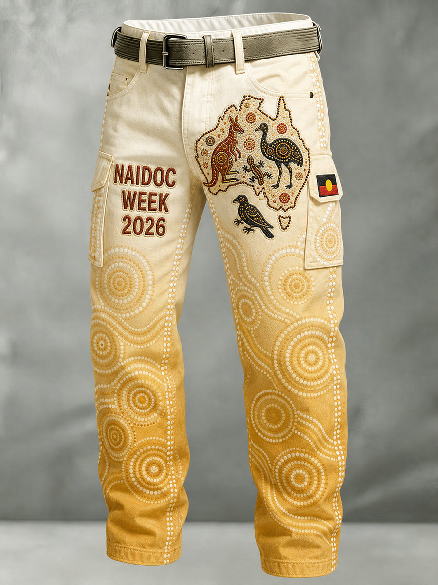 Men's Naidoc Weeks Australia Retro Business Style Casual Work Trousers