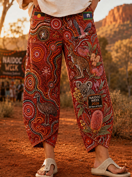 Women's Naidoc Weeks Australia  Art Print Flared Trousers