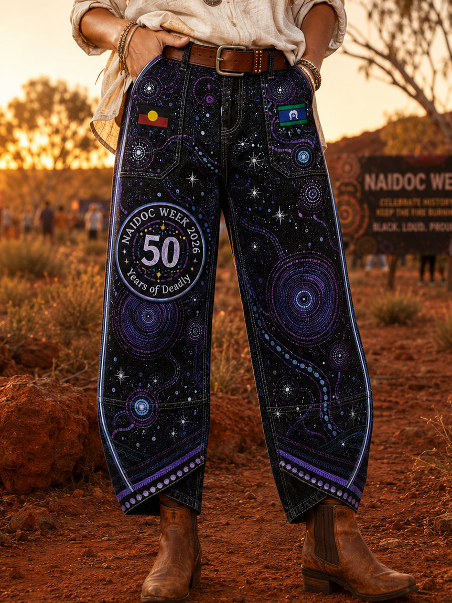 Women's Naidoc Weeks Australia  Art Print Flared Trousers
