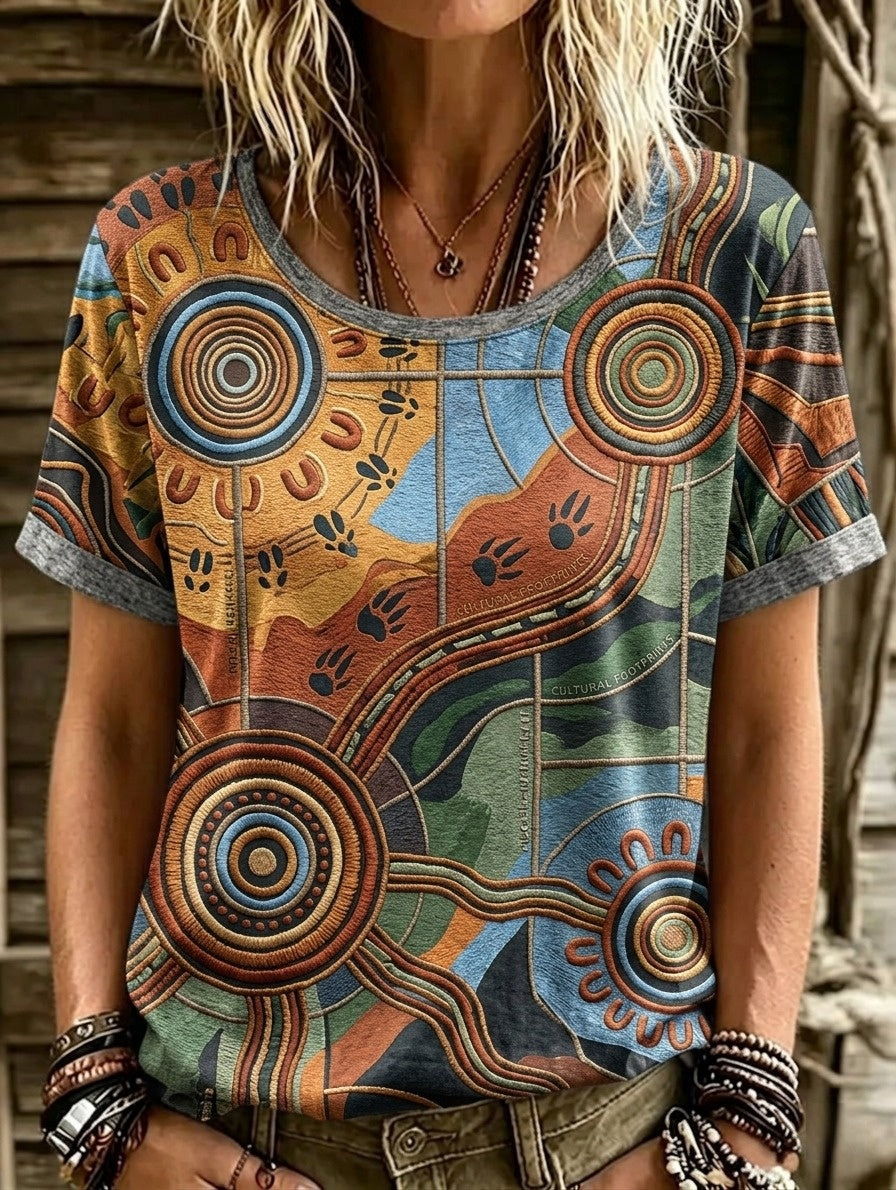 Women's AU Aboriginal Art NAIDOC Week Printed Short-Sleeve T-Shirt