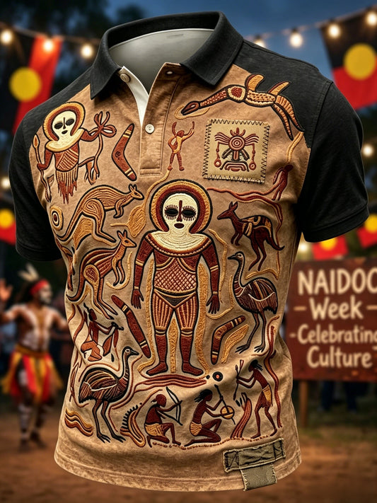 Men's AU Aboriginal Culture  Printed Polo Shirt
