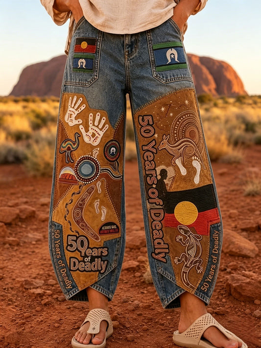 Women's Naidoc Week Art Print Flared Trousers