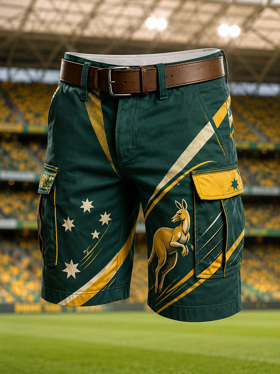 Men's Australia Football Print Casual Shorts