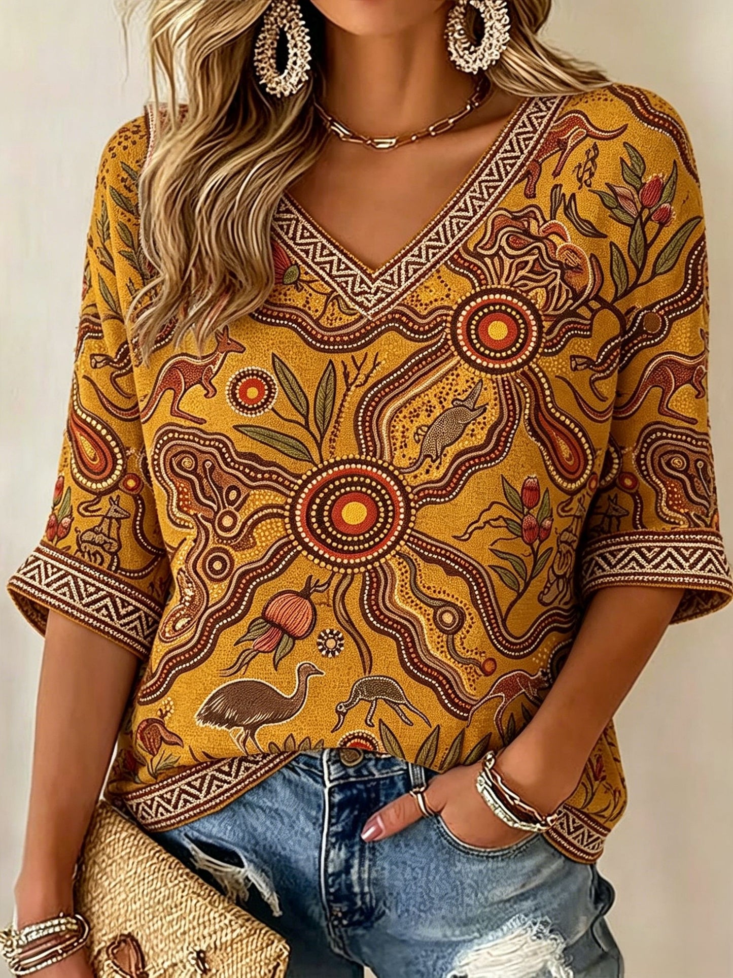 Women's AU Aboriginal Art NAIDOC Week 50 Years of Deadly Printed T-shirt