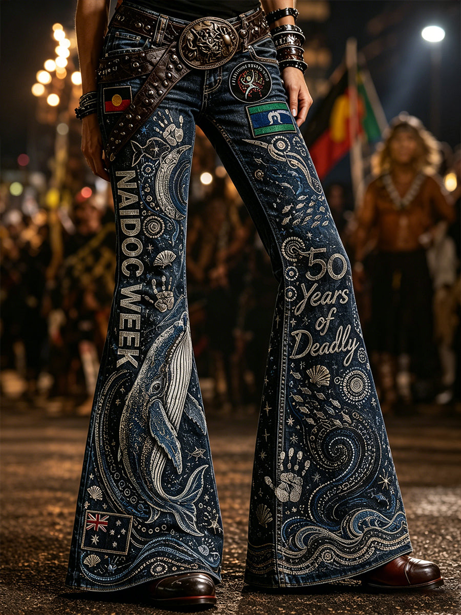 Women's NAIDOC WEEK Australia Art Print Flared Trousers