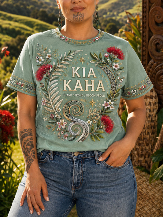 Women's NZ Maori Art Printed Linen T-shirt