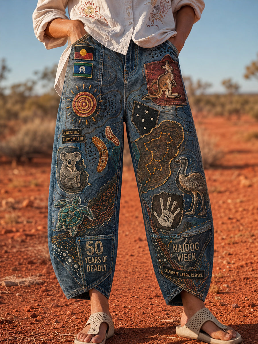Women's Naidoc Week Art Print Flared Trousers