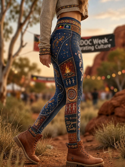 Women's Australia Naidoc Week High-Waisted Slim Fit Casual Leggings