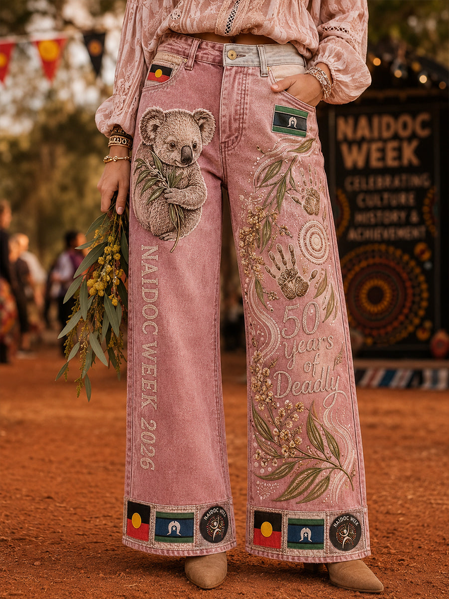 Women's Naidoc Week Art Print Flared Trousers
