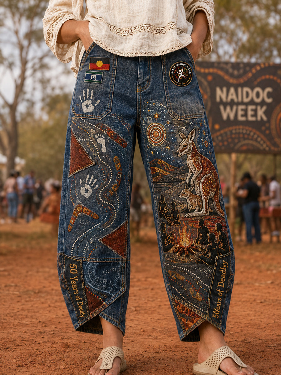 Women's Naidoc Week Art Print Flared Trousers