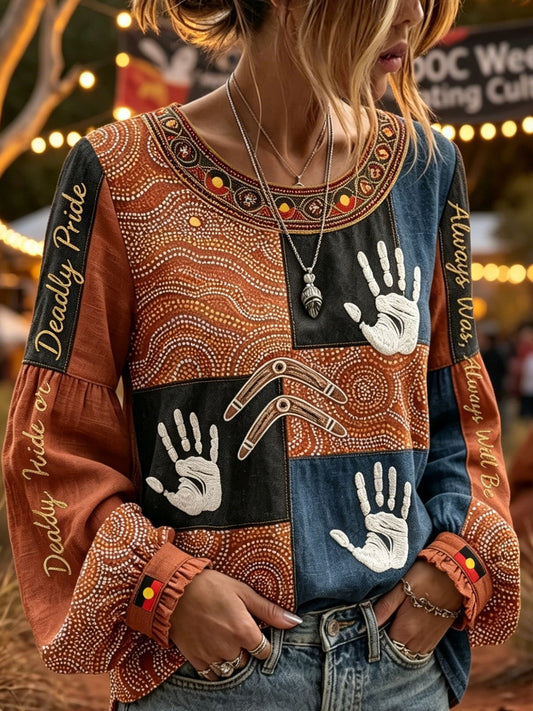 Women's Retro Australian NAIDOC Week Deadly Pride Art Printed Top