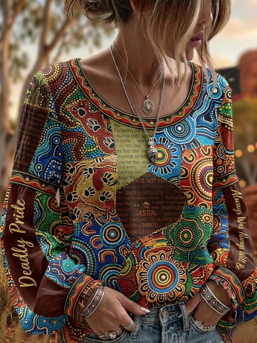Women's Retro Australian NAIDOC Week Deadly Pride Art Printed Top