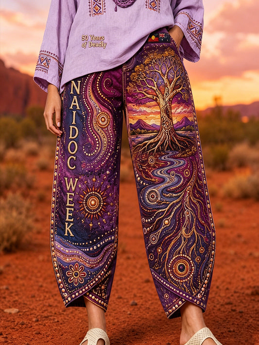 Women's Australia Naidoc Week Art Print Flared Trousers