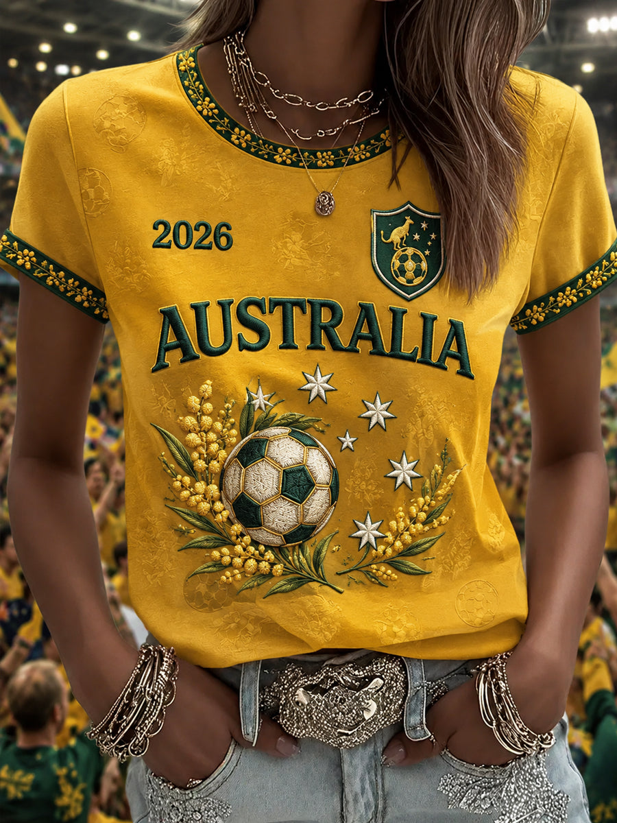 Women's Australia Soccer Fan Gift Short Sleeve T-shirt