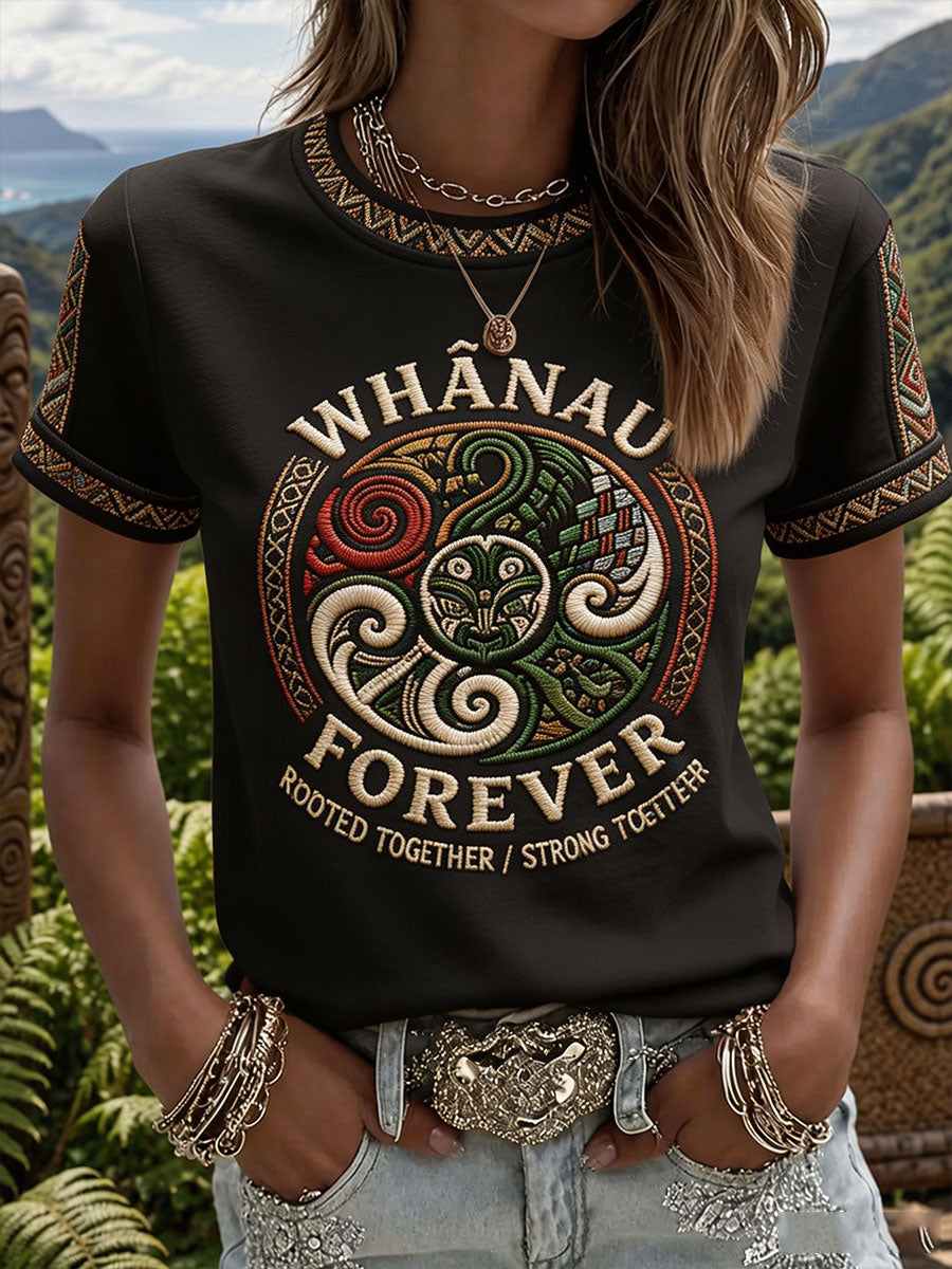 Women's NZ Maori Art Kia Kaha Printed T-shirt