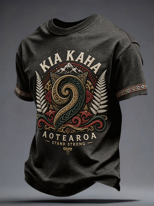 Men's NZ Maori Art Kia Kaha Printed T-shirt