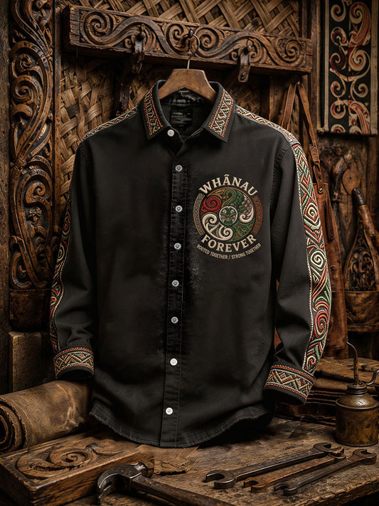 Men's NZ Maori Art Kia Kaha Printed Shirt