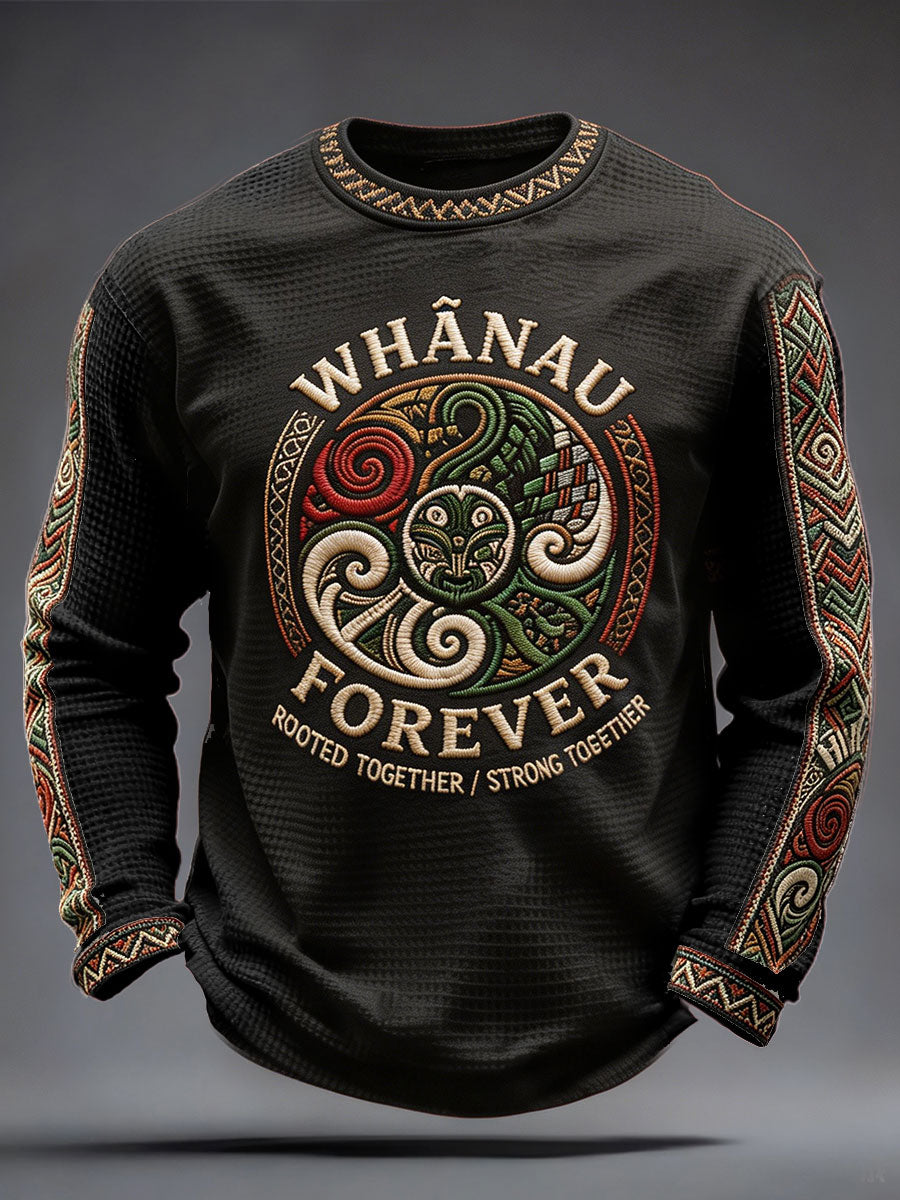 Men's NZ Maori Art Kia Kaha Printed Waffle Tops