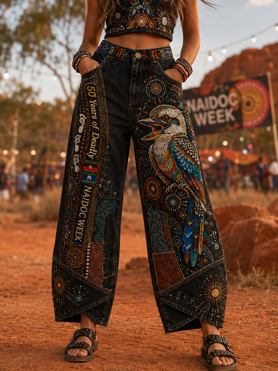 Women's Australia Naidoc Week Art Print Flared Trousers