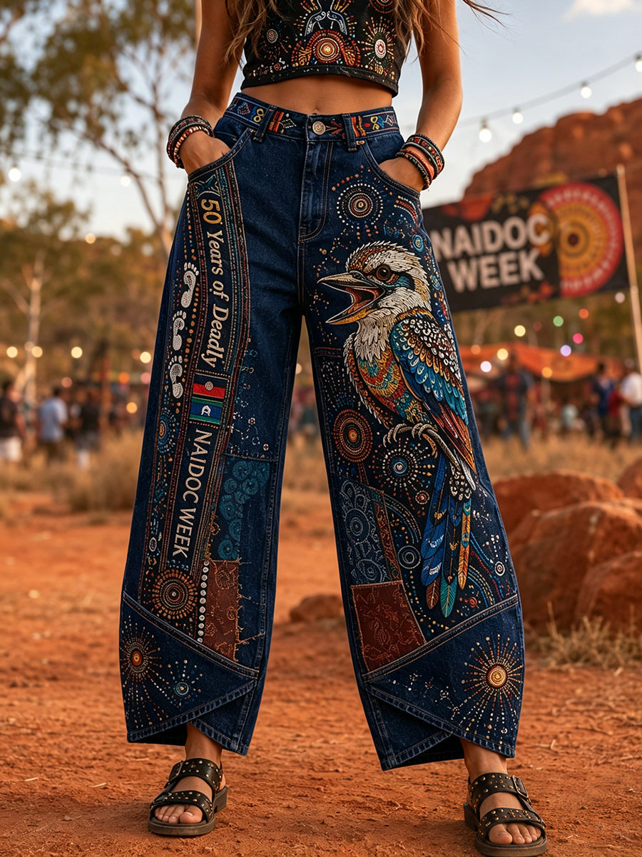 Women's Australia Naidoc Week Art Print Flared Trousers