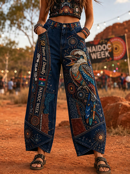 Women's Australia Naidoc Week Art Print Flared Trousers