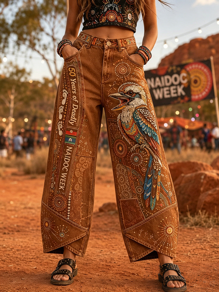 Women's Australia Naidoc Week Art Print Flared Trousers