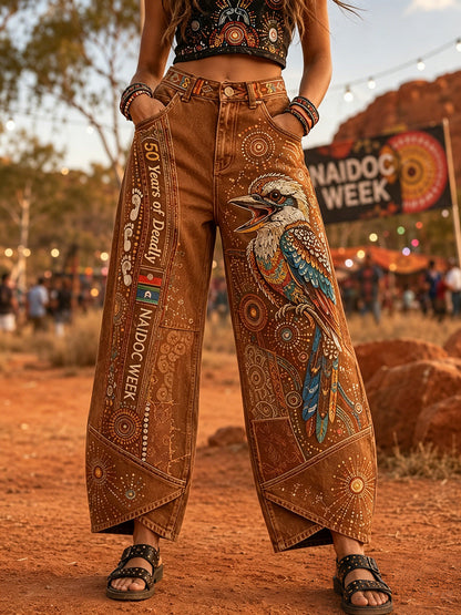 Women's Australia Naidoc Week Art Print Flared Trousers