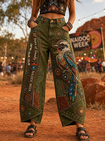 Women's Australia Naidoc Week Art Print Flared Trousers