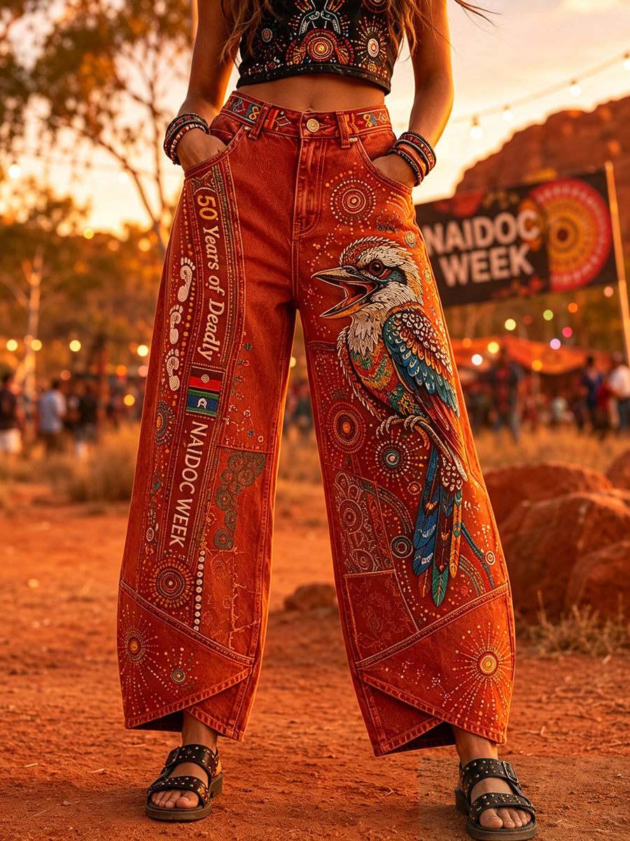Women's Australia Naidoc Week Art Print Flared Trousers