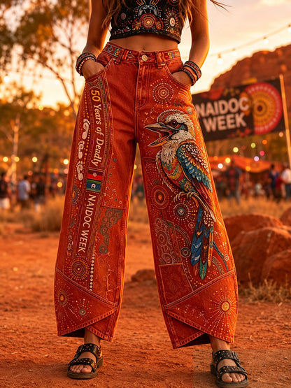 Women's Australia Naidoc Week Art Print Flared Trousers