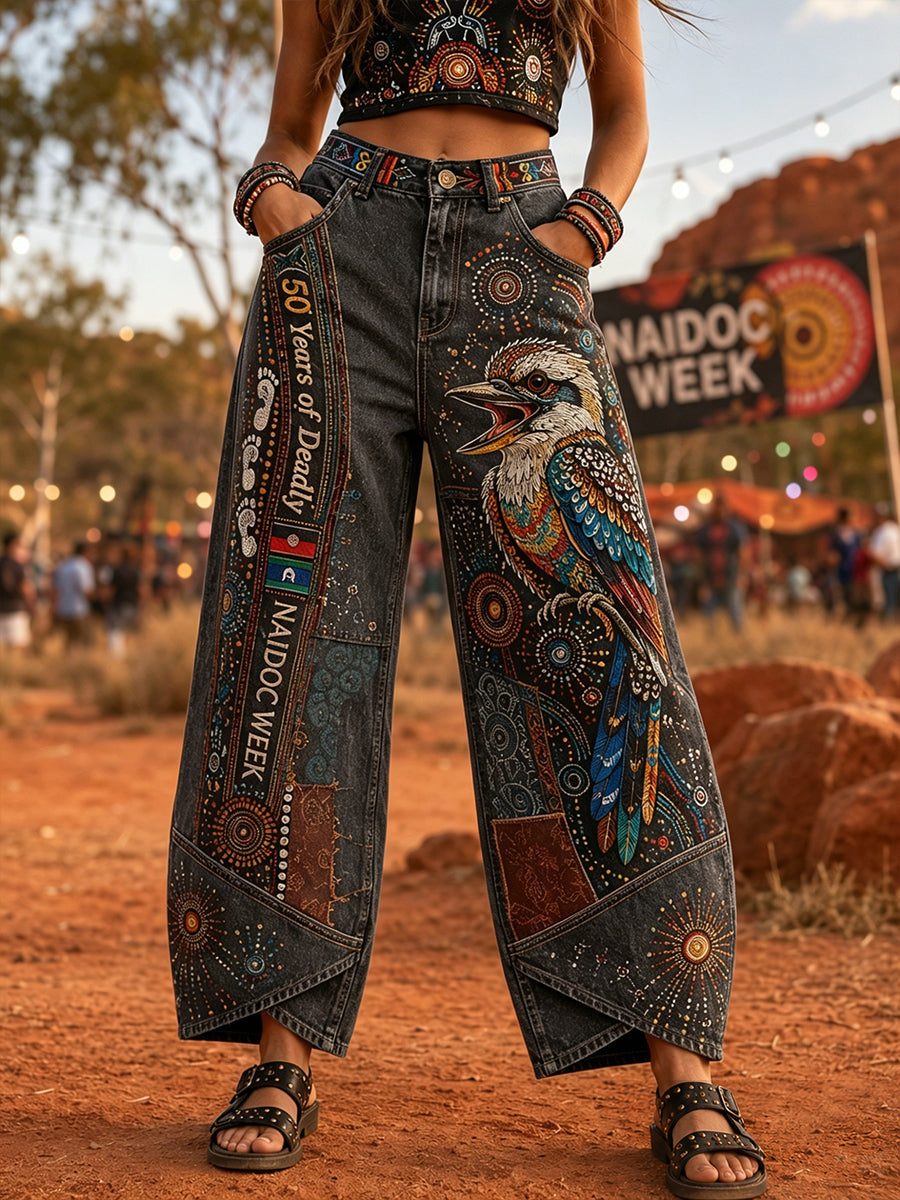 Women's Australia Naidoc Week Art Print Flared Trousers