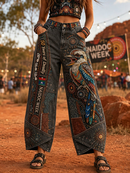Women's Australia Naidoc Week Art Print Flared Trousers