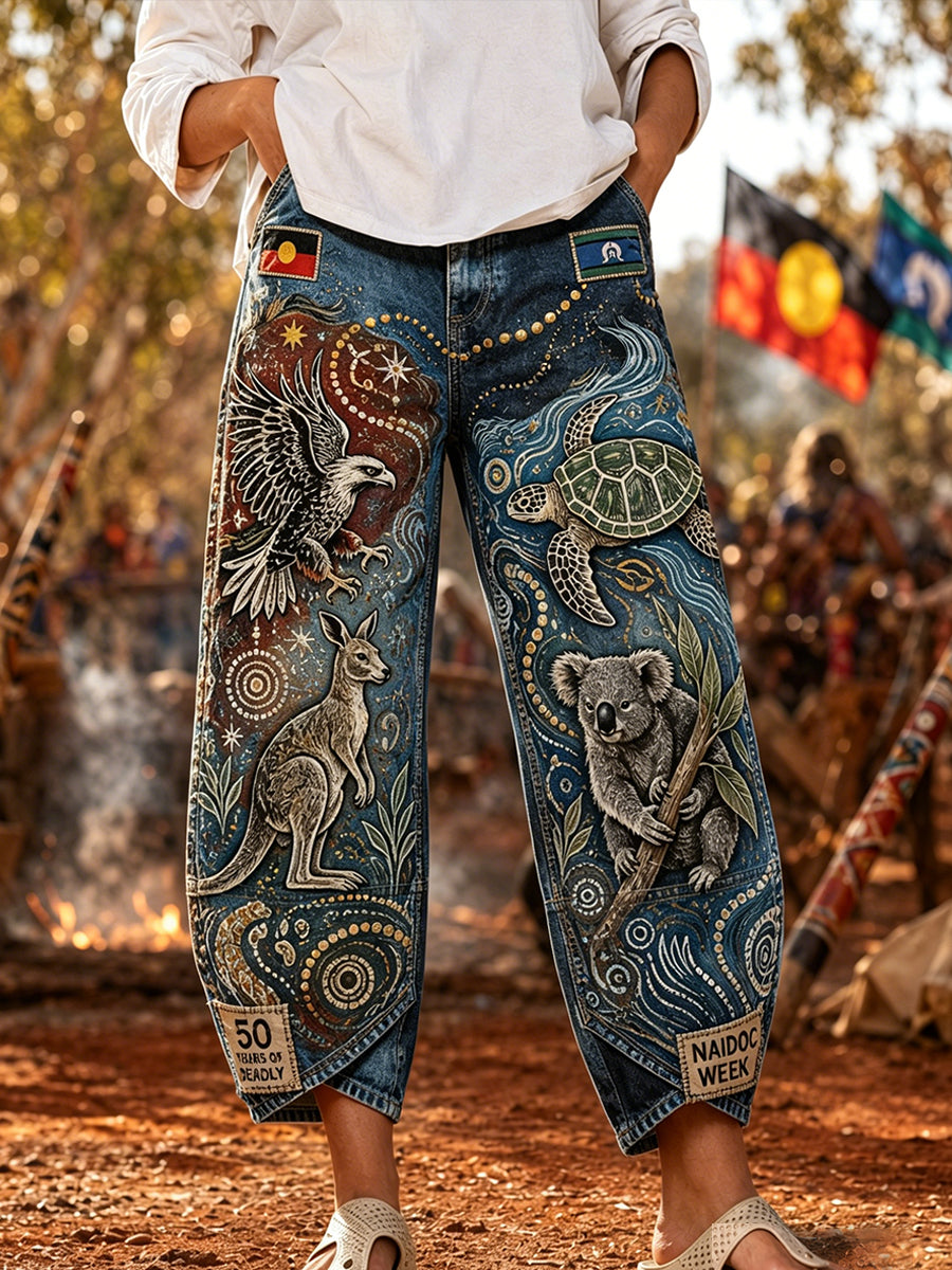 Women's Naidoc Week Art Print Flared Trousers