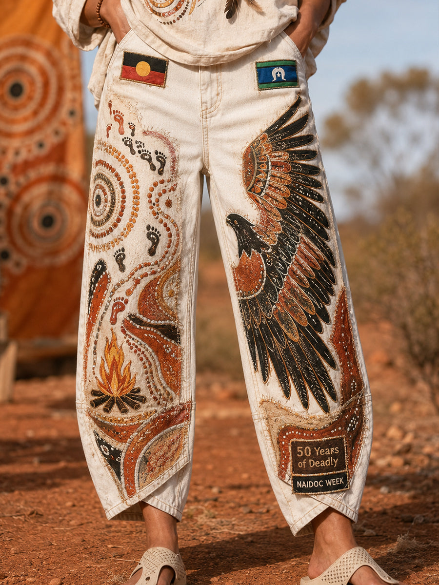 Women's Naidoc Week Art Print Flared Trousers