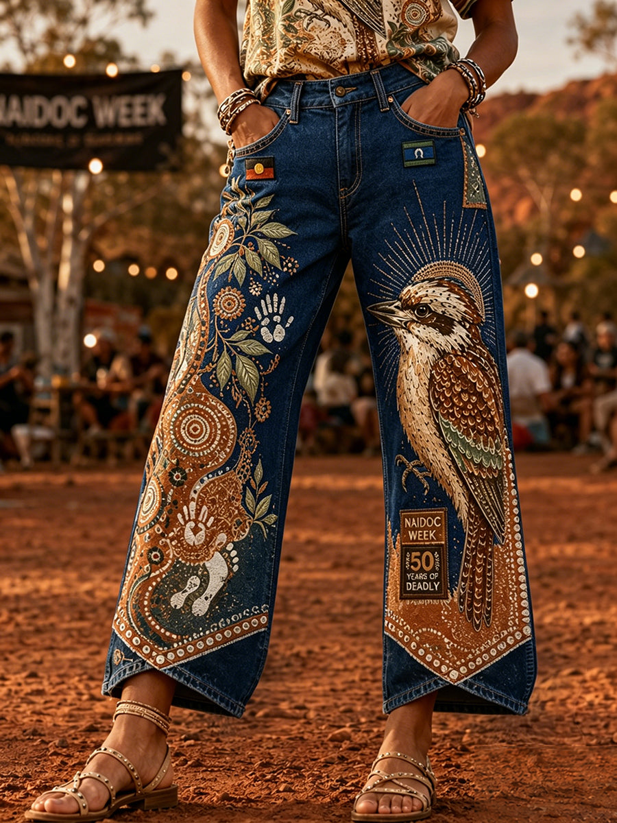 Women's Australia Naidoc Week Art Print Flared Trousers