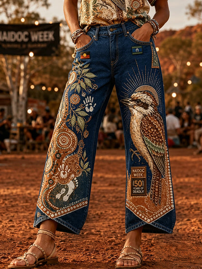 Women's Australia Naidoc Week Art Print Flared Trousers