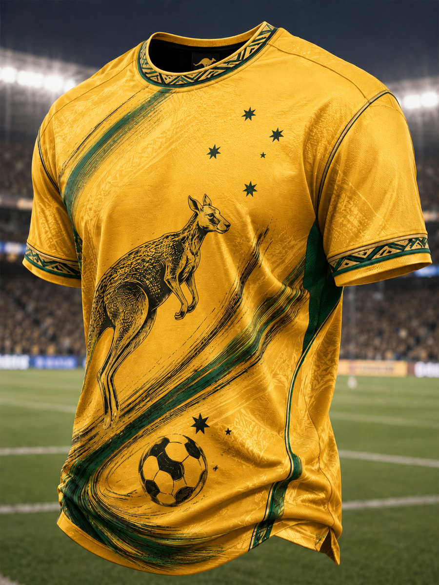 Men's Australian football print short sleeves t-shirt