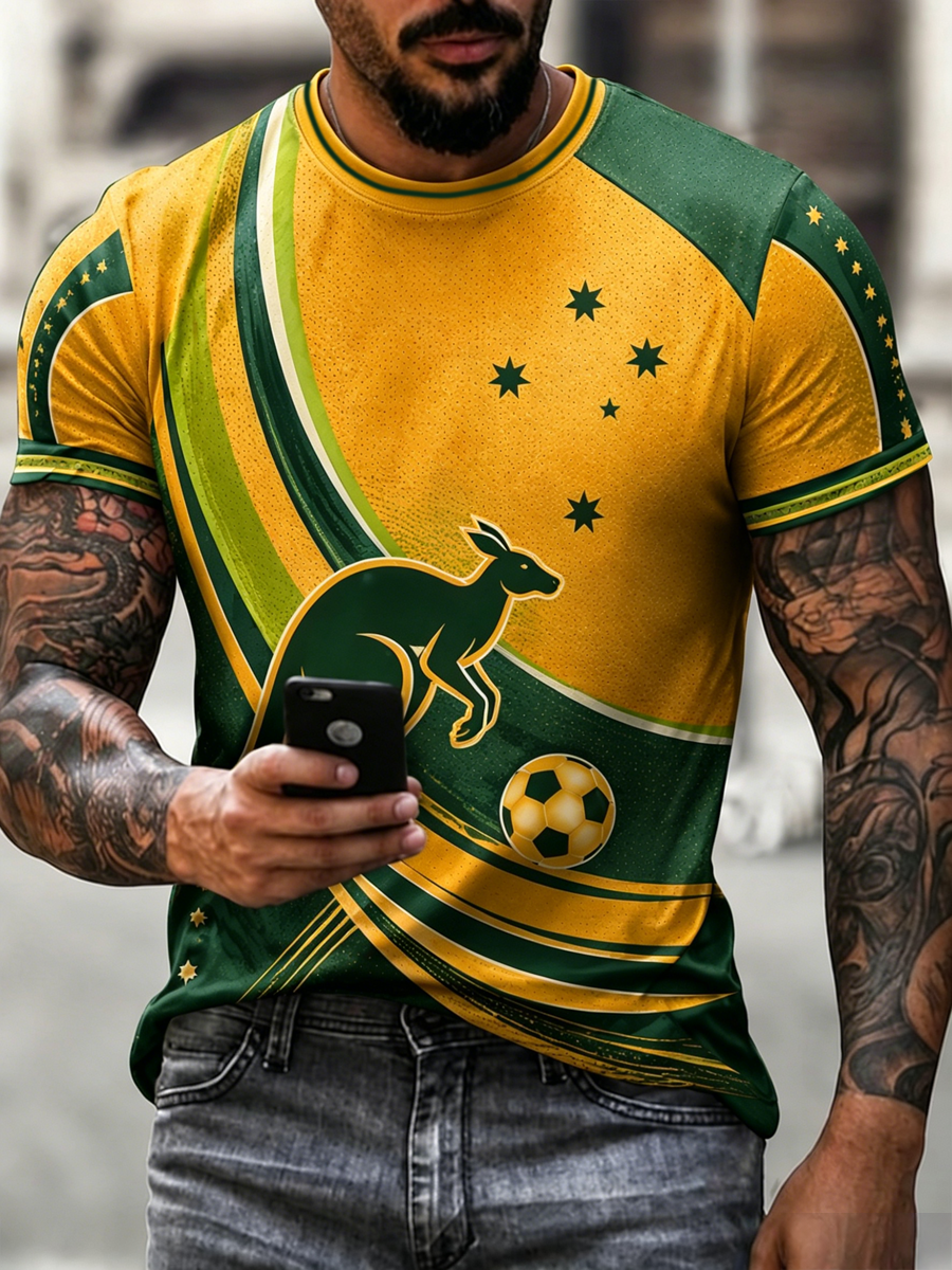 Men's Australian football print short sleeves t-shirt