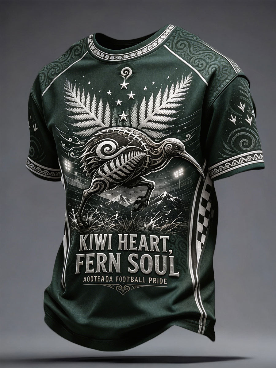 Men's NZ Football Lover Art Printed T-shirt