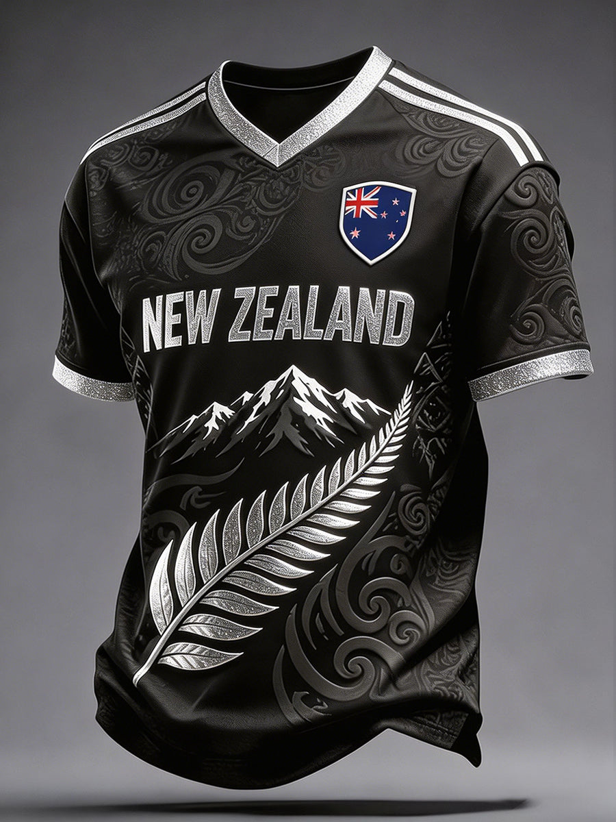 Men's NZ Football Lover Art Printed T-shirt