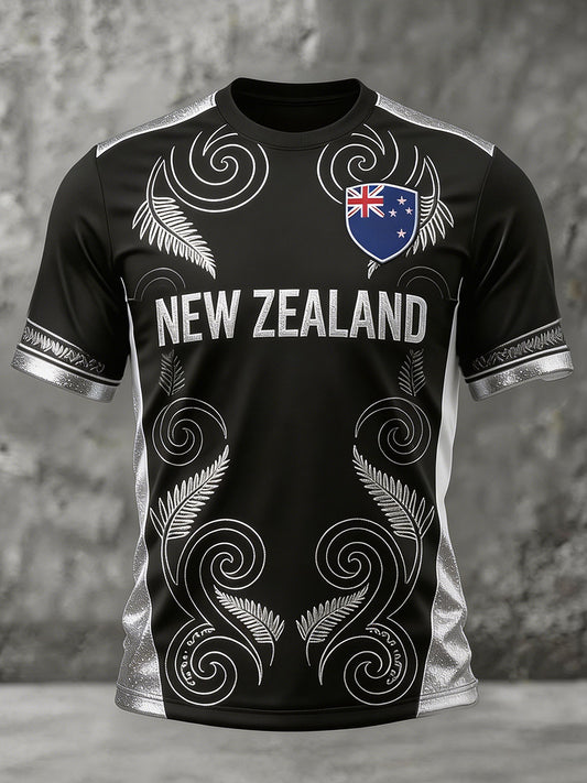 Men's NZ Football Lover Art Printed T-shirt