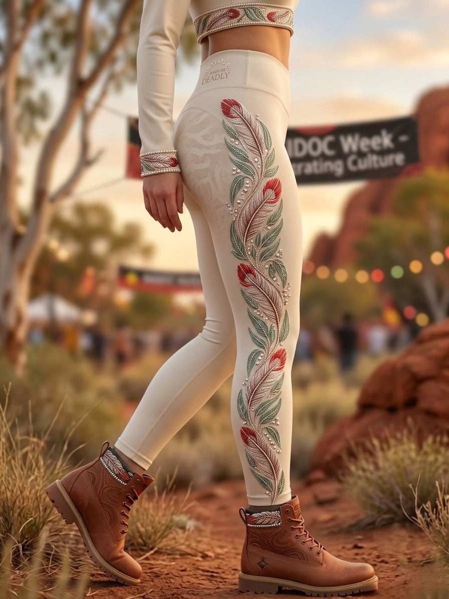 Women's AU Aboriginal Art NAIDOC Week Printed Sports Stretch Leggings