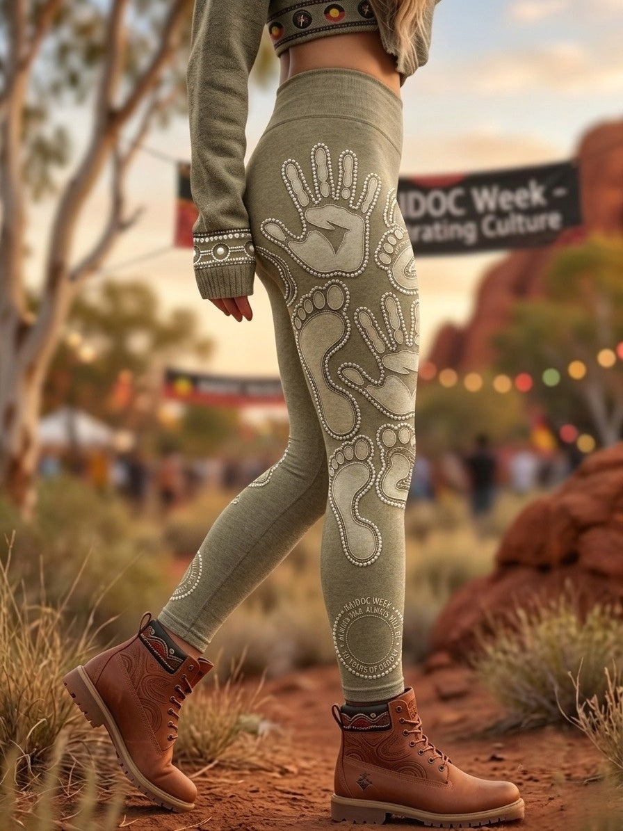 Women's AU Aboriginal Art NAIDOC Week Printed Sports Stretch Leggings