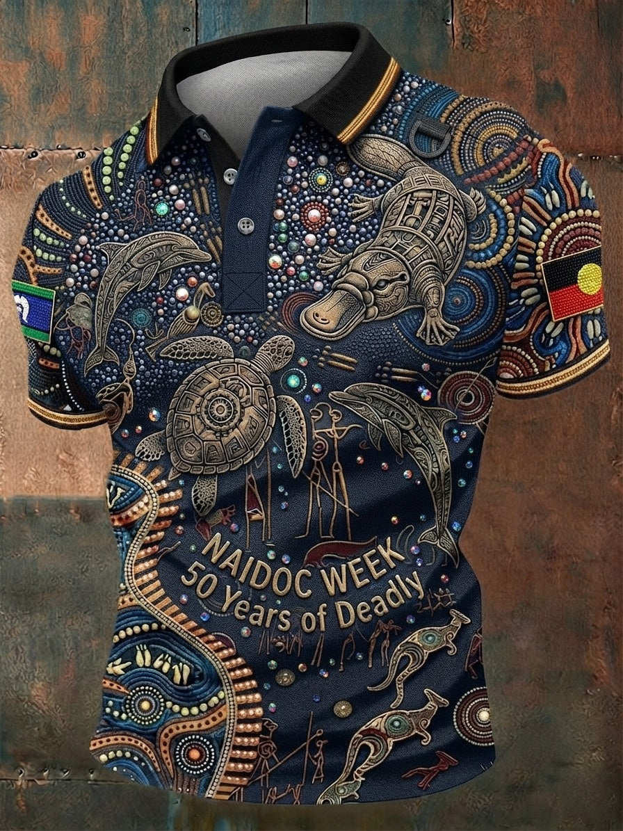 Men's AU Aboriginal Culture Short-Sleeve Polo Shirt
