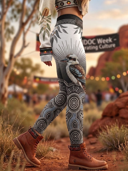Women's AU Aboriginal Art NAIDOC Week Printed Sports Stretch Leggings