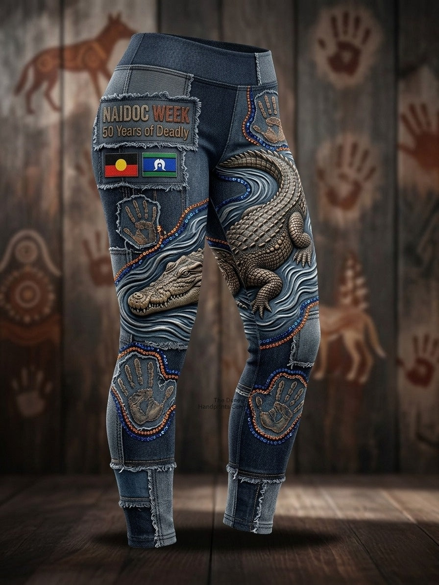 Women's AU Aboriginal Art NAIDOC Week Printed Sports Stretch Leggings