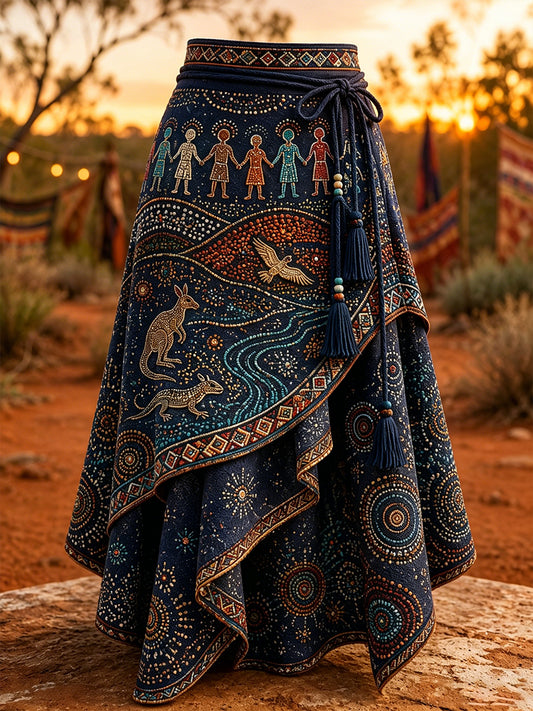 Women's Australia Naidoc Week Art Printed Irregular Skirt