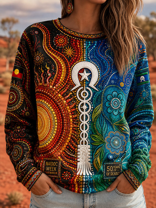 Women's Australian Naidoc Week Round Neck Long Sleeve T-Shirt